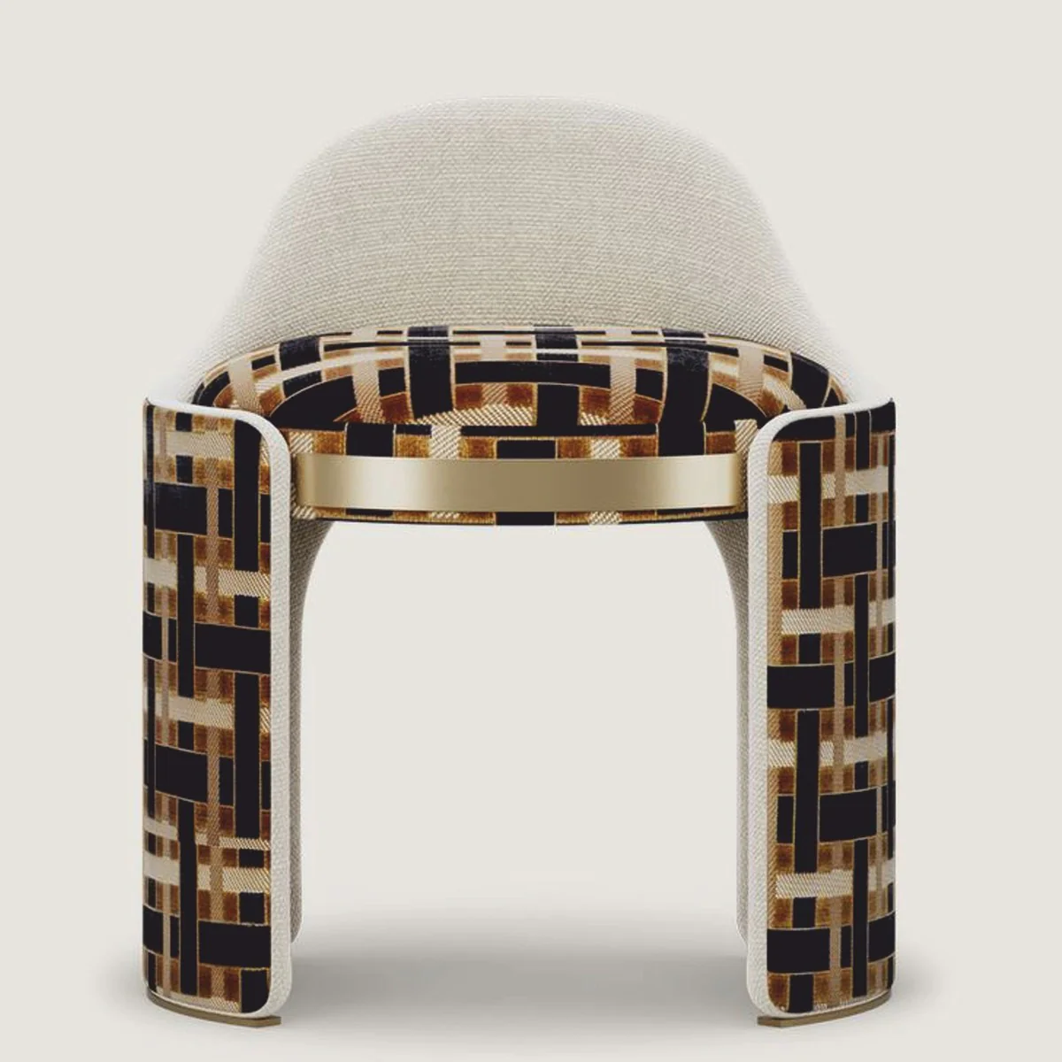 Luxus Hocker Braun / Grau / Massing H. 60 cm - Luxus Hotel Möbel