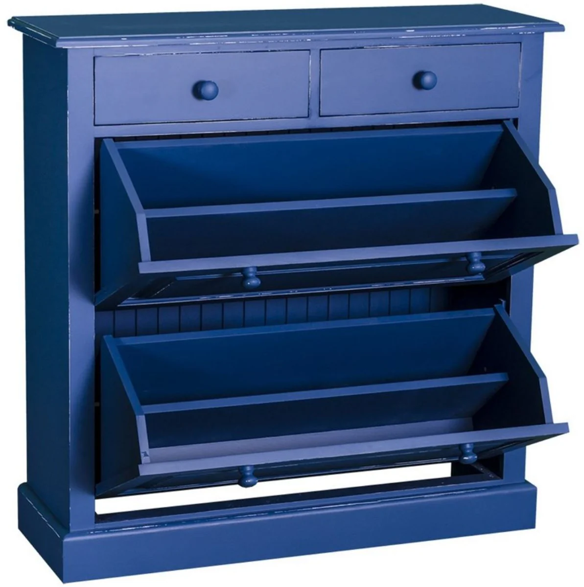 Landhausstil Massivholz Schuhschrank Antik Blau 103 x 35 x H. 105 cm - Landhausstil Garderobenmöbel