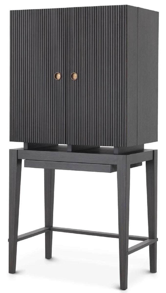 Luxus Weinschrank Anthrazitgrau / Bronze 82,5 x 51 x H. 168 cm - Mahagoni Barschrank mit 2 Türen - Barmöbel - Luxus Qualität