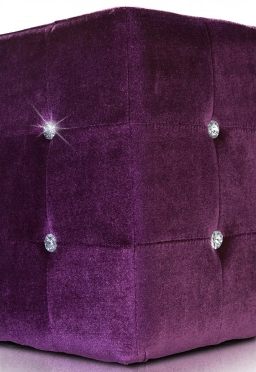 Sitzhocker Würfel Lila mit Bling Bling Steinen - Cube Hocker - Designer Hocker