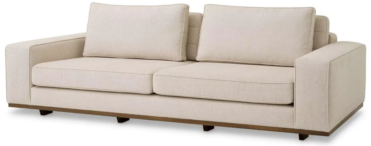 Luxus Sofa Beige / Braun 236 x 110 x H. 80 cm - Wohnzimmer Sofa mit Kissen - Wohnzimmer Möbel - Luxus Möbel - Wohnzimmer Einrichtung - Luxus Einrichtung - Luxus Qualität