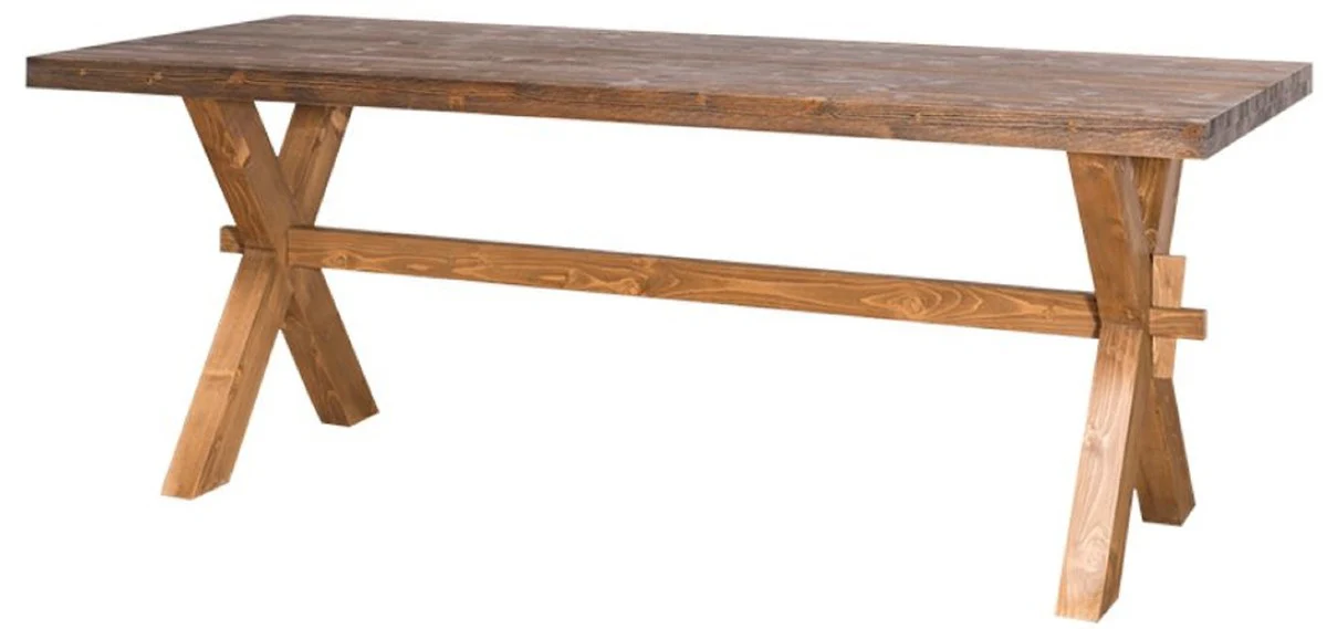 Landhausstil Massivholz Esstisch / Küchentisch Braun 210 x 90 x H. 78 cm - Landhausstil Küchenmöbel