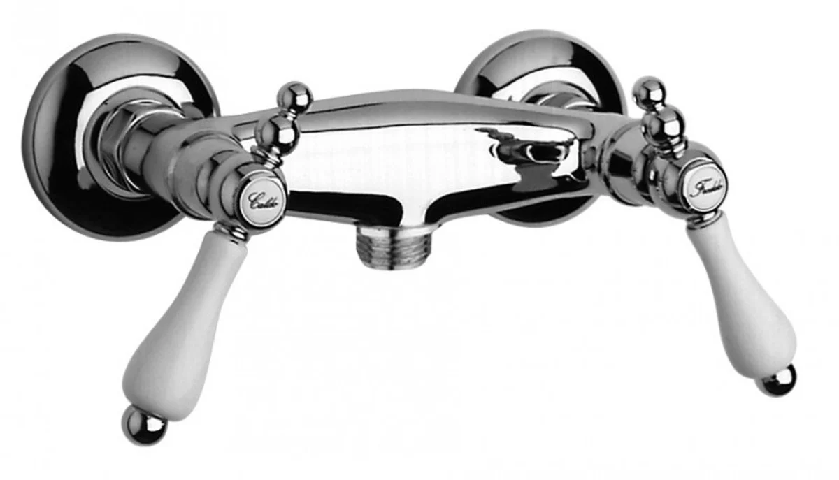 Luxus Bad Zubehör - Jugendstil Retro Brausebatterie ohne flexiblen Anschlussschlauch - Armatur für Badewanne - Chrom - Serie Milano - Made in Italy