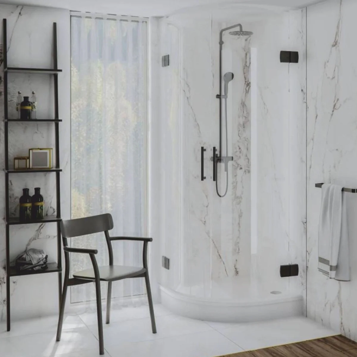 Luxus Duschwanne Hochglanz Weiß 89,5 cm - Badezimmer Interior