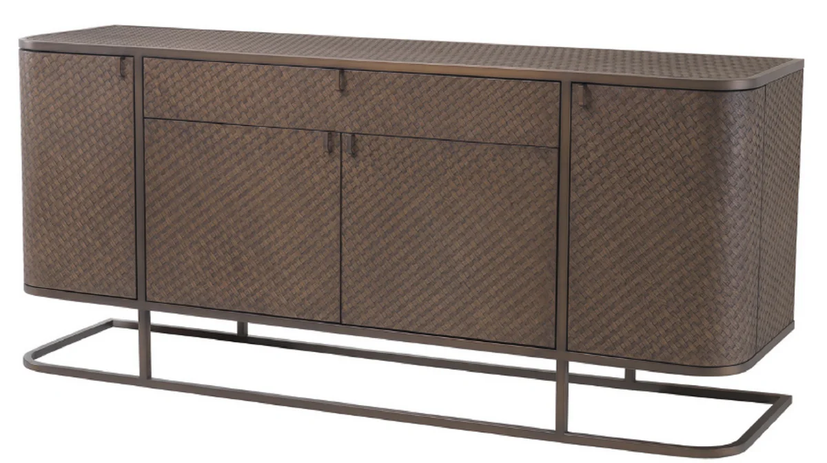 Luxus Kommode mit 4 Türen und Schublade Braun / Bronze 170 x 46 x H. 75 cm - Luxus Qualität