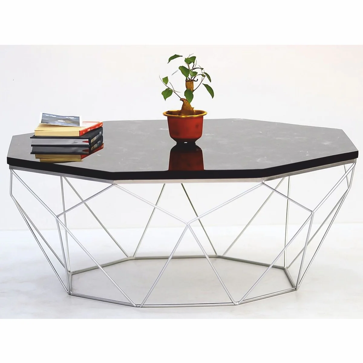 Luxus Couchtisch Schwarz / Silber 90 cm - Hotel & Wohnzimmer Möbel