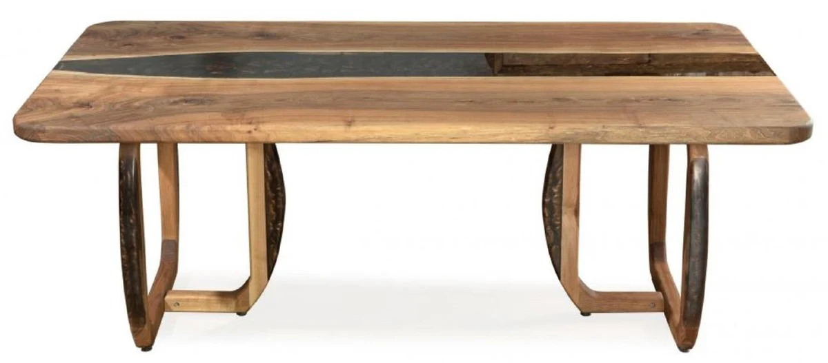 Luxus Esstisch Braun 200 x 100 x H. 76 cm - Rechteckiger Küchentisch mit Epoxiharz - Esszimmer Möbel - Epoxiharz Möbel - Luxus Möbel