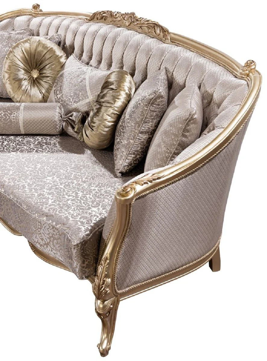 Luxus Barock Wohnzimmer Set Silber / Gold - 2 Barock Sofas & 2 Barock Sessel & 1 Barock Couchtisch - Luxus Wohnzimmer Möbel im Barockstil - Barock Möbel - Edel & Prunkvoll