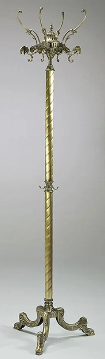 Luxus Barock Garderobenständer Messing / Bronze 45 x 45 x H. 174 cm - Edler Messing Kleiderständer - Barock Garderoben Hotel Möbel