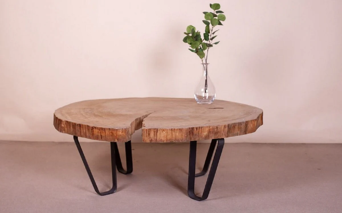 Luxus Couchtisch Braun / Schwarz 110 x 95 x H. 50 cm