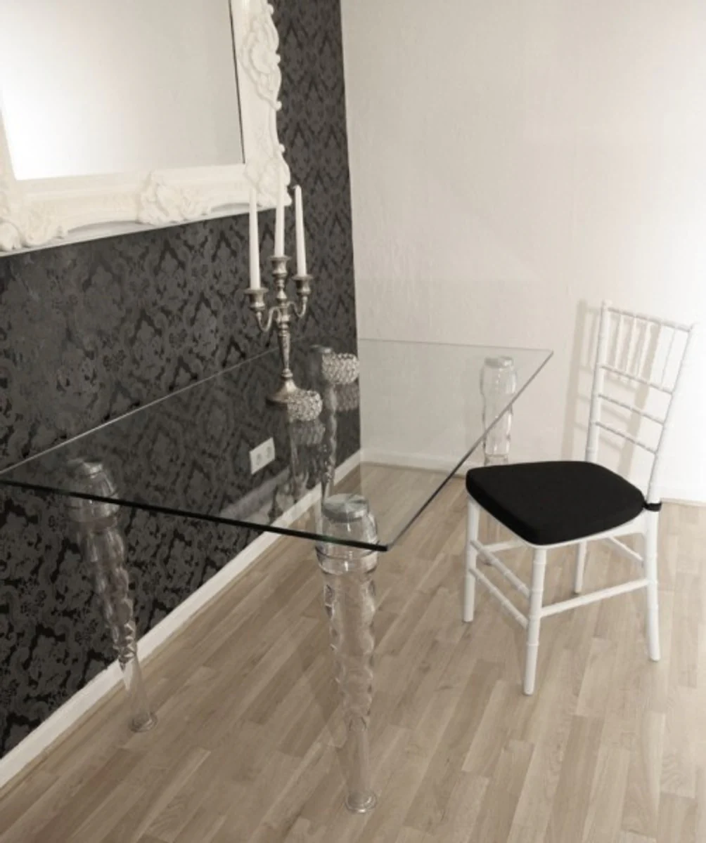 Designer Acryl Stuhl inkl Sitzkissen Weiß/Schwarz - Ghost Chair white - Polycarbonat Möbel - Polycarbonat Stuhl - Acryl Möbel - Geisterstuhl