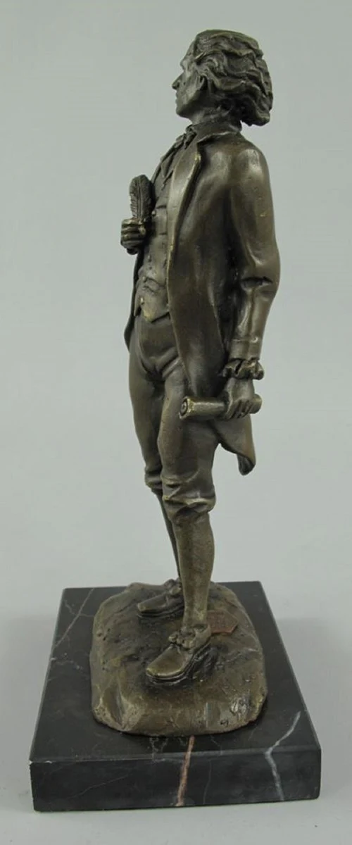 Luxus Jugendstil Bronze Skulptur Mozart Bronze / Schwarz 10 x 8 x H. 22 cm - Bronze Figur mit Marmorsockel - Dekofigur - Deko Accessoires