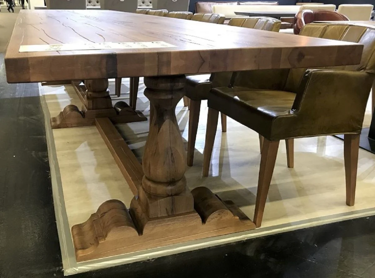 Landhausstil Esstisch Braun - Verschiedene Größen - Rustikaler Massivholz Küchentisch - Rustikale Massivholz Esszimmer Möbel - Landhausstil Esszimmer Möbel