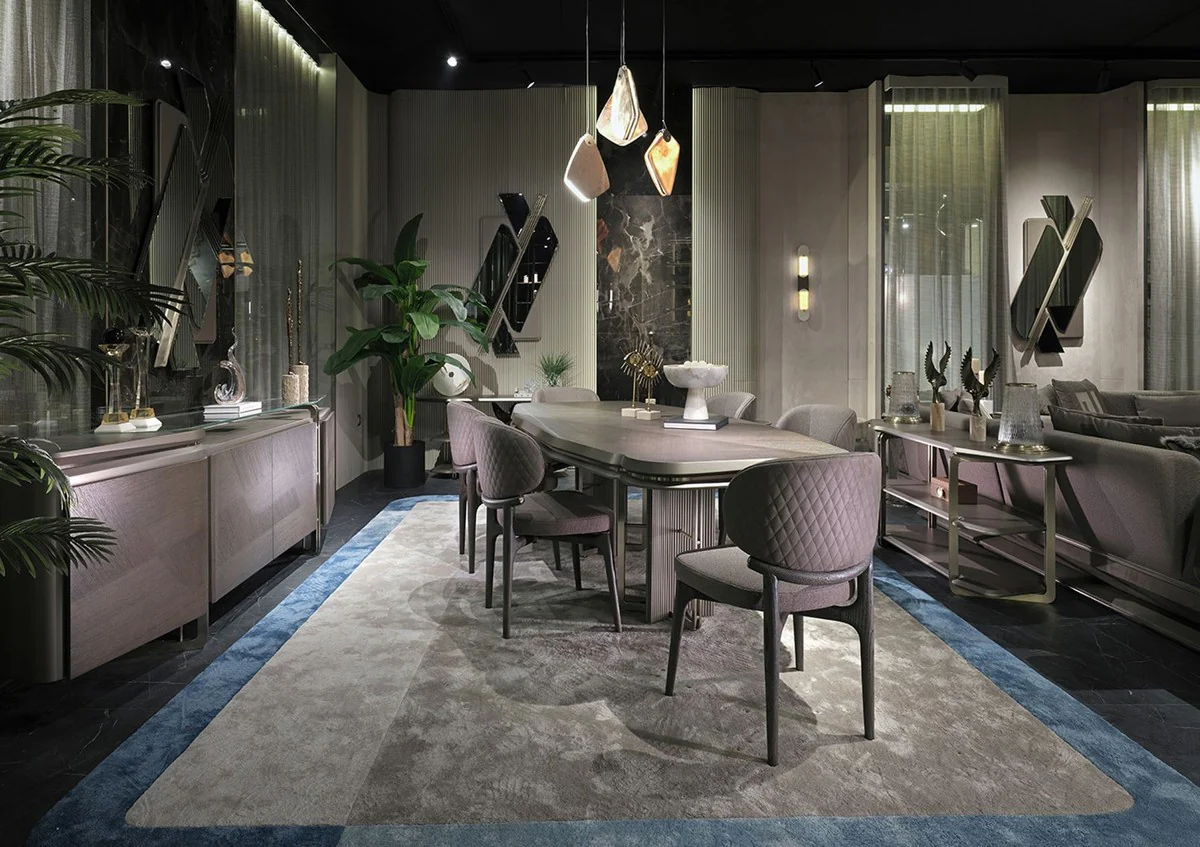 Luxus Esstisch Grau / Silber 251 cm - Luxus Esszimmer Möbel