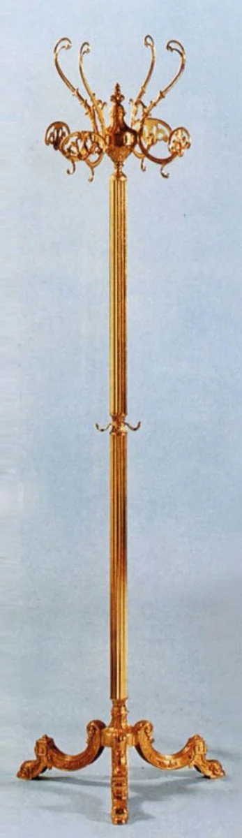 Luxus Barock Garderobenständer Gold 45 x 45 x H. 175 cm - Edler Messing Kleiderständer - Barock Hotel Garderoben Möbel