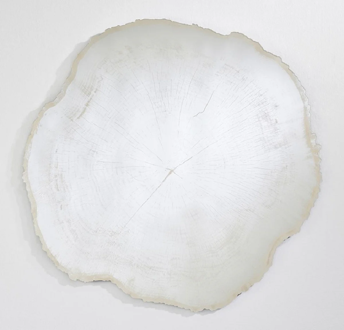 Luxus Wandspiegel im Baumscheiben Design Weiß / Beige 101 x 2,5 x H. 98 cm - Wohnzimmer Spiegel - Schlafzimmer Spiegel - Garderoben Spiegel - Luxus Möbel - Luxus Interior