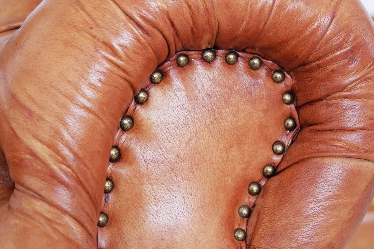 Luxus Chesterfield Leder Sessel 125 x 100 x H. 80 cm - Verschiedene Farben - Echtleder Wohnzimmer Sessel - Chesterfield Wohnzimmer Möbel