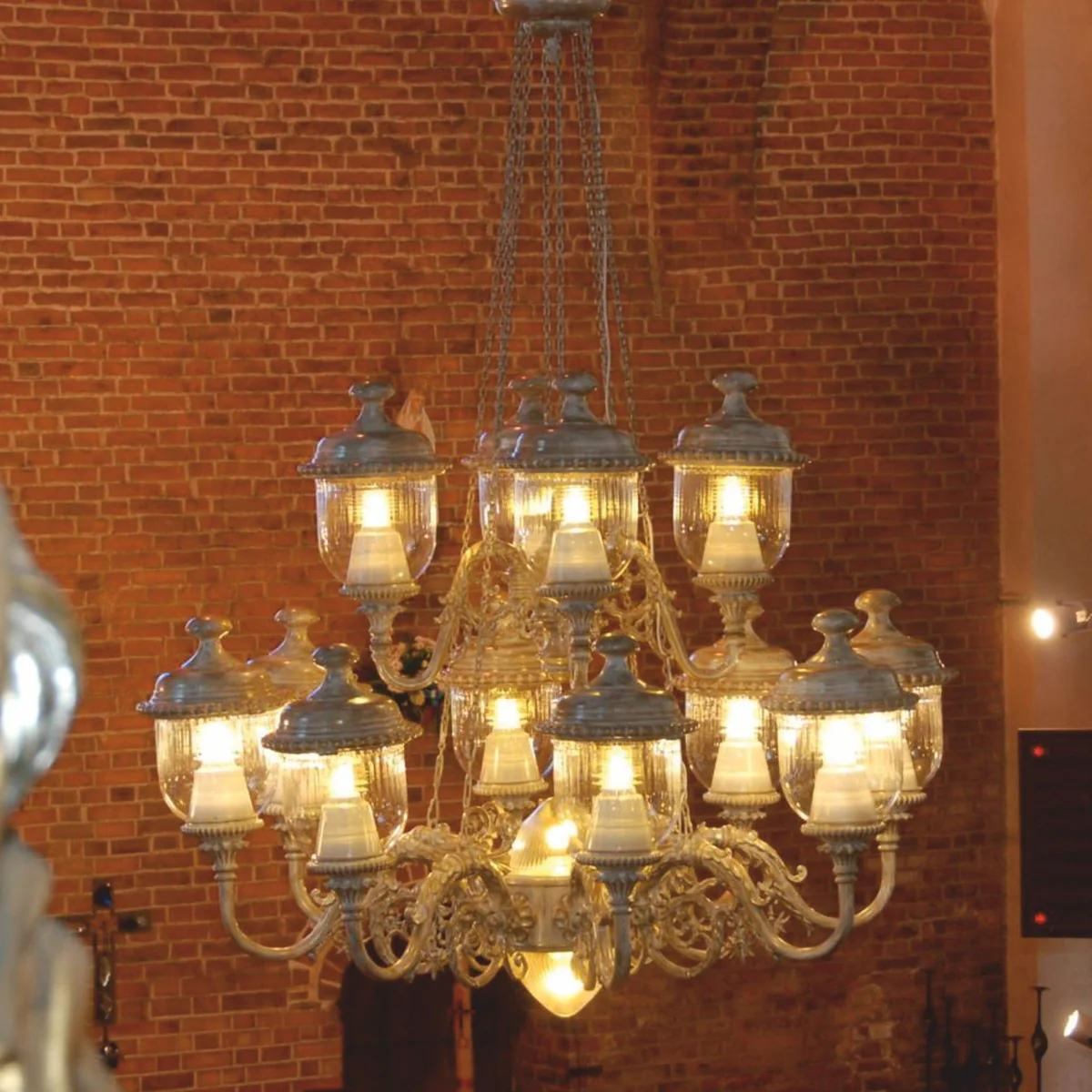 Luxus Barock Kronleuchter Grau Ø 247,5 x H. 250 cm - Riesiger Hotel Kronleuchter