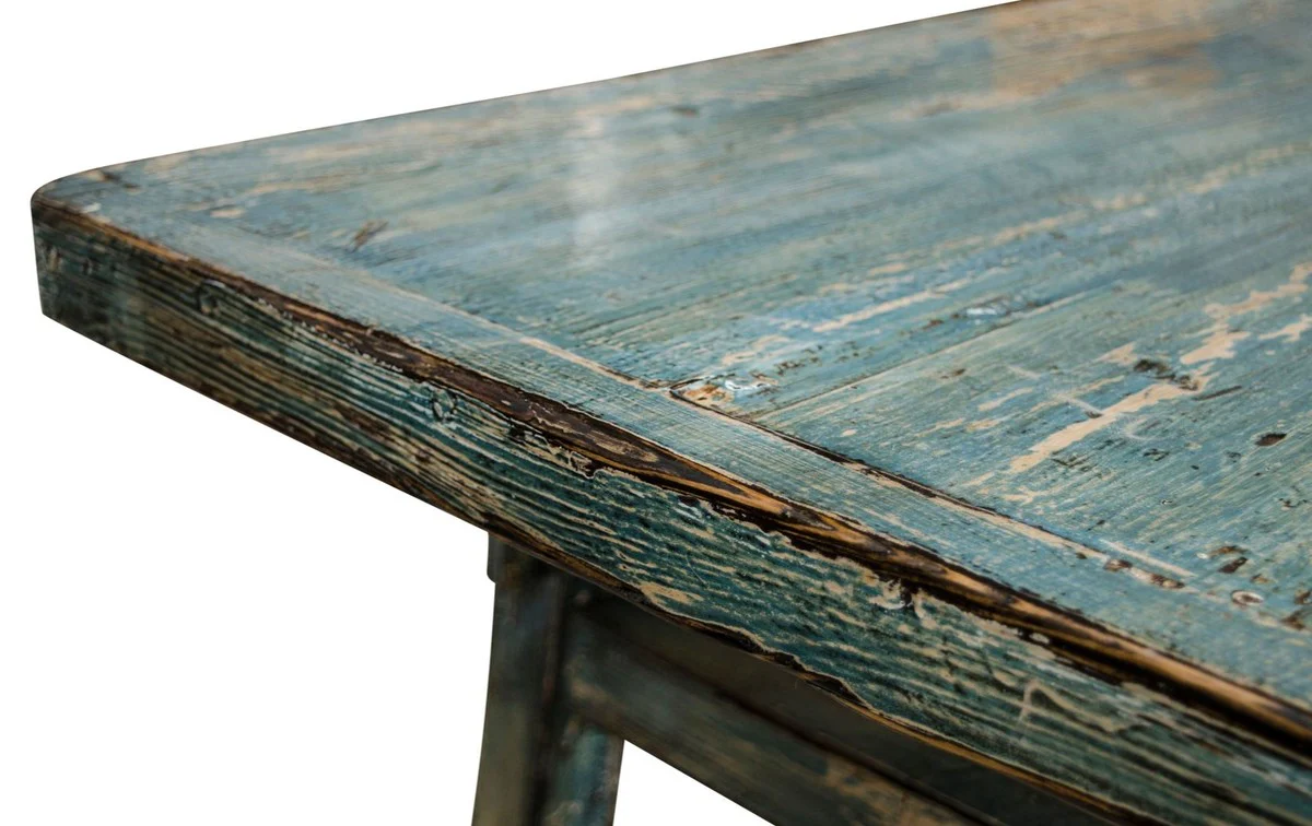 Landhausstil Couchtisch Antik Stil Blau 140 x 54 x H. 43 cm - Landhausstil Wohnzimmermöbel