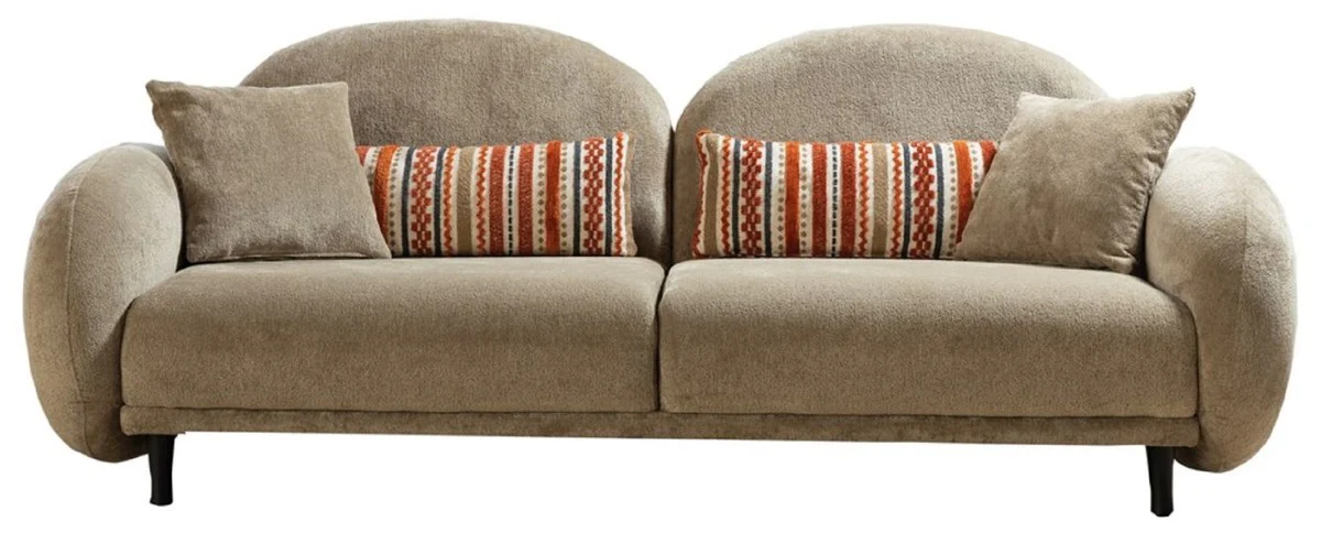 Luxus Sofa Graubraun / Schwarz 230 x 100 x H. 85 cm - Wohnzimmer Sofa - Wohnzimmer Möbel - Luxus Möbel - Luxus Einrichtung