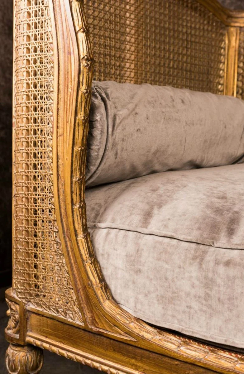 Luxus Barock Sofa mit Kissen Braun / Taupe 187 x 89 x H. 103 cm - Handgefertigtes Sofa im Antik Stil - Wohnzimmer Möbel