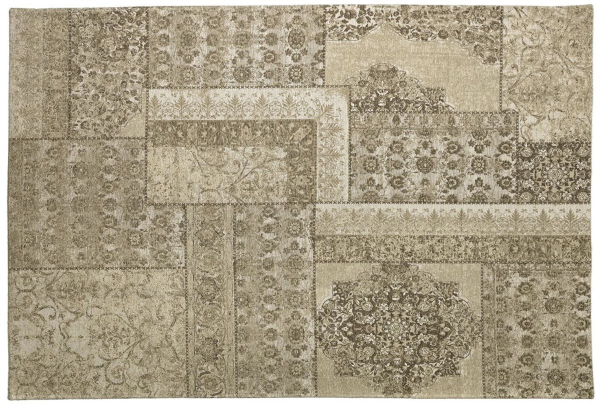 Luxus Baumwoll Teppich Beige - Verschiedene Größen - Rechteckiger Wohnzimmer Teppich mit Relief Struktur und verwaschenem Used Look - Luxus Qualität