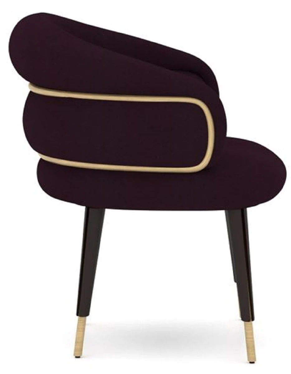 Luxus Esszimmer Stuhl 8er Set Lila / Schwarz / Beige - Küchen Stühle mit Armlehnen - Esszimmer Möbel - Restaurant Möbel - Hotel Möbel - Luxus Möbel