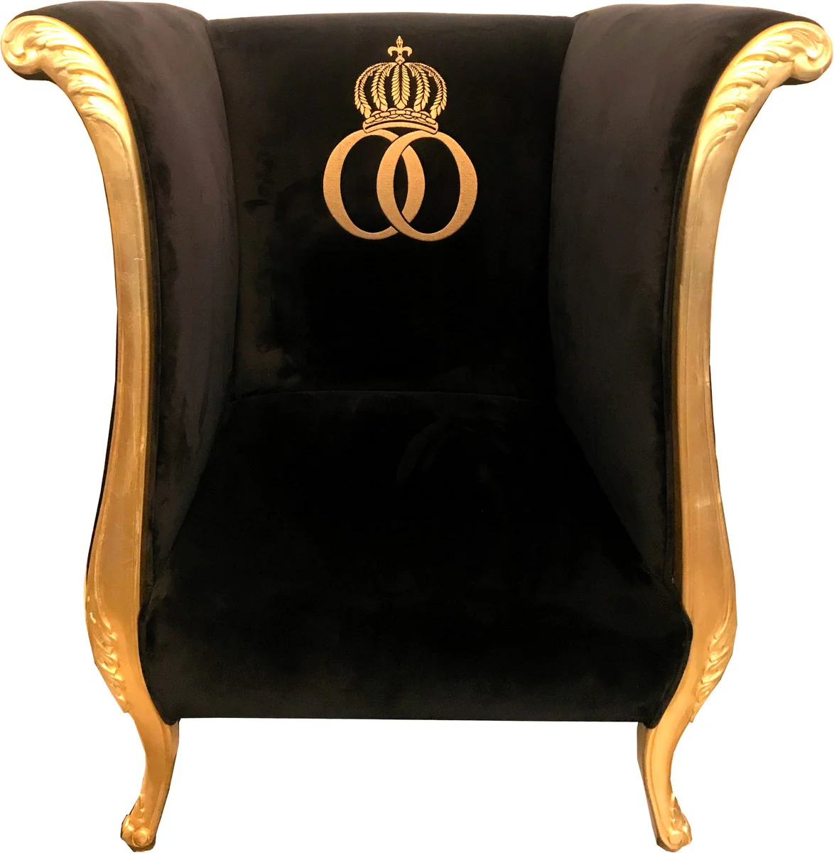 Extravaganter Pompöös by Luxus Designer Sessel von Harald Glööckler Schwarz / Gold - Pompööser Barock Sessel