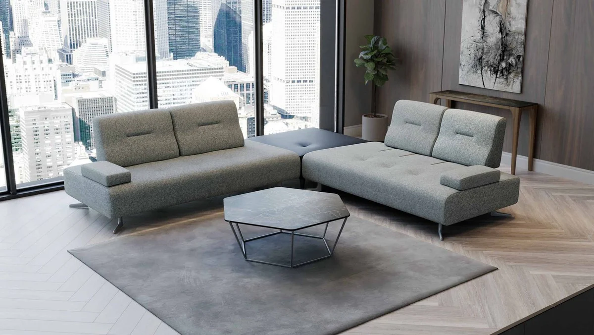 Luxus Sofa mit verstellbaren Rückenlehnen Grau - Verschiedene Größen - Modernes Wohnzimmer Sofa - Luxus Möbel