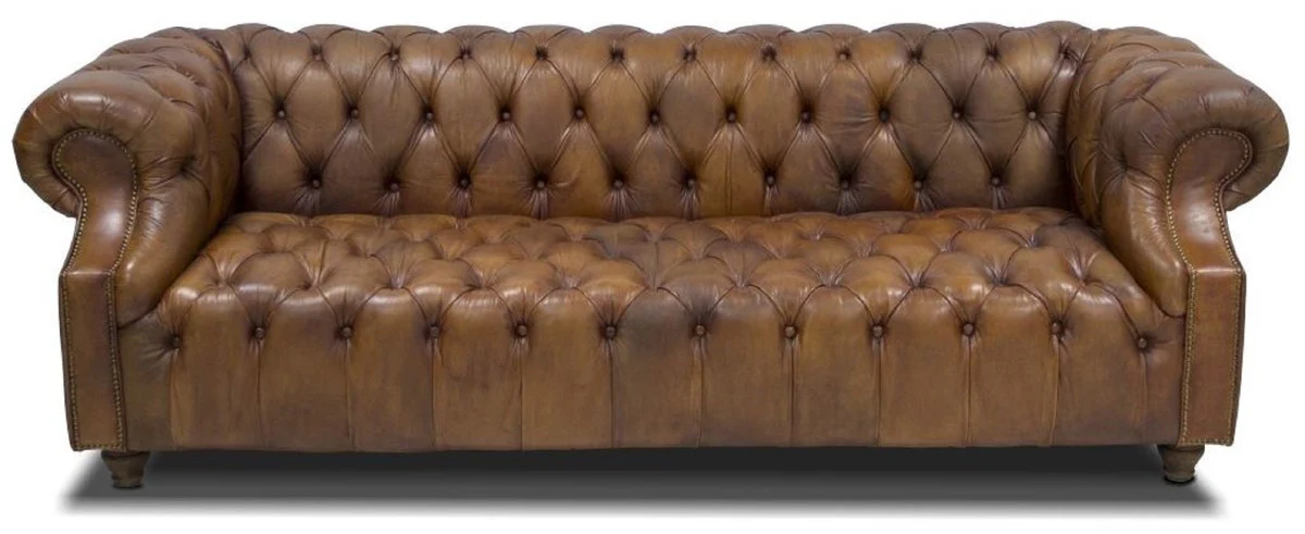 Luxus Chesterfield Leder Sofa 240 x 100 x H. 80 cm - Verschiedene Farben - Echtleder Wohnzimmer Sofa - Chesterfield Möbel