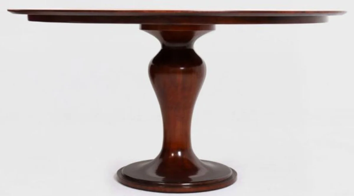 Luxus Esstisch Braun / Weiß Ø 150 x H. 78 cm - Runder Massivholz Küchentisch - Esszimmertisch - Luxus Esszimmer Möbel