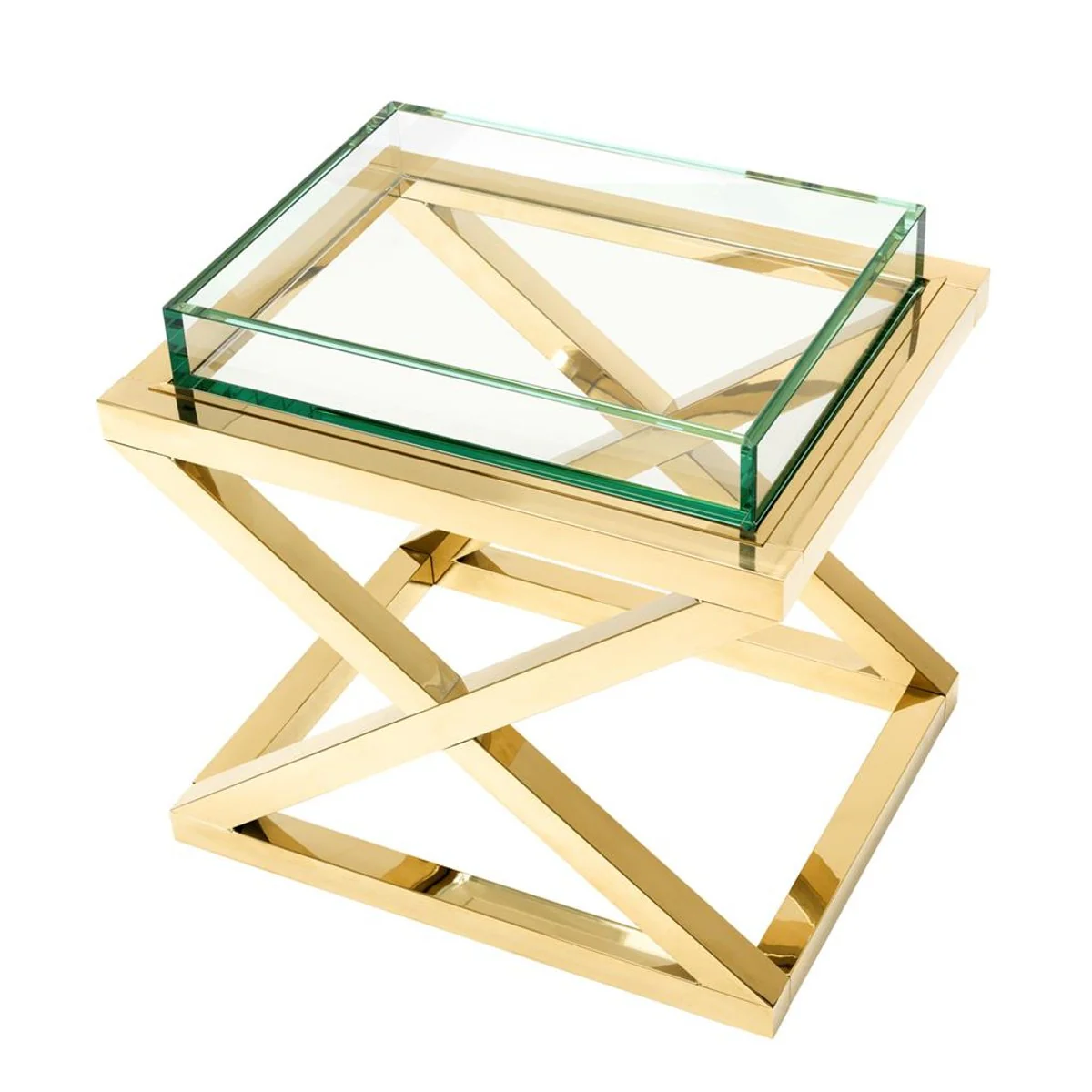 Luxus Beistelltisch / Wohnzimmertisch Gold 61 x 48 x H. 58,5 cm - Hotel Möbel