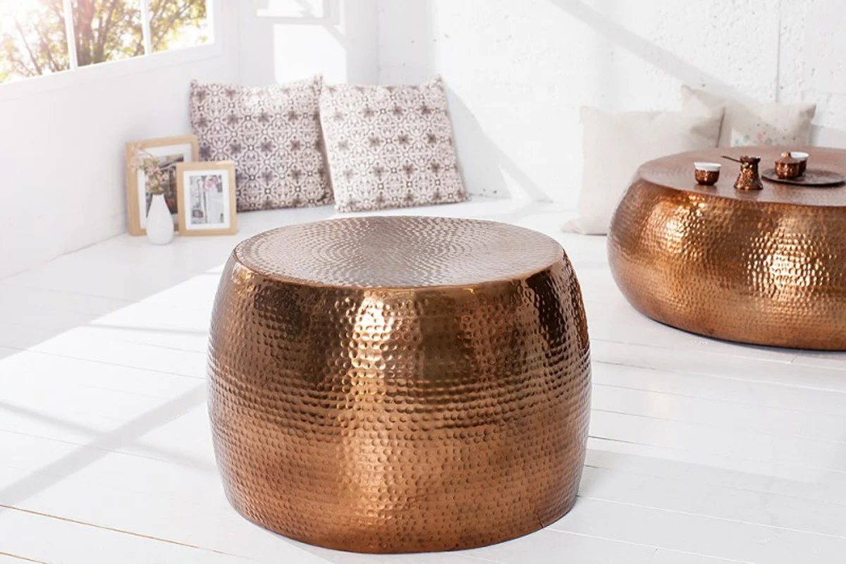 Luxus Couchtisch Kupfer 60 cm Aluminium - Wohnzimmer Salon Tisch - Unikat