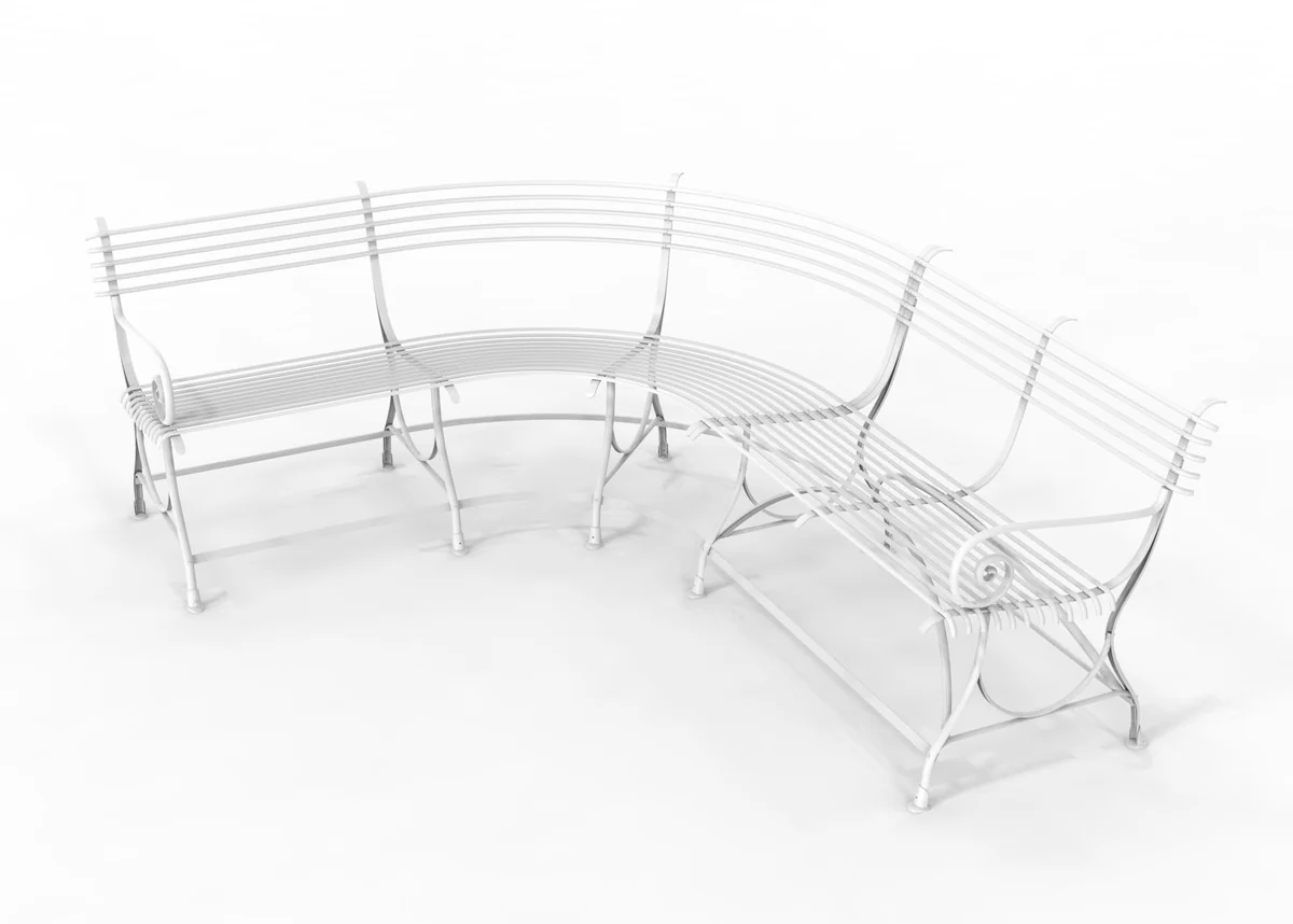 Jugendstil Gartenbank 250 x 210 x H. 90 cm - Gebogene Schmiedeeisen Bank - Jugendstil