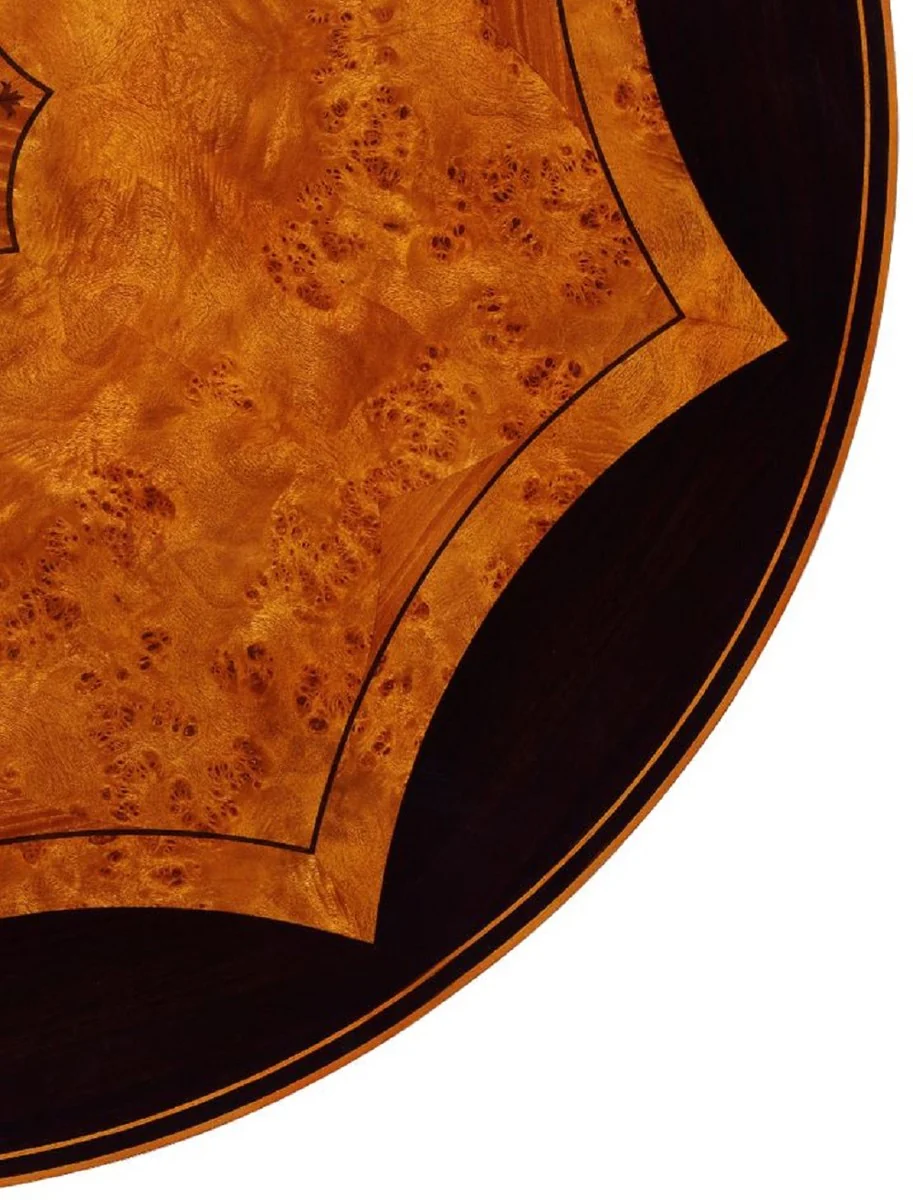 Luxus Barock Esstisch Braun / Schwarz / Gold - Runder Massivholz Esszimmertisch im Barockstil - Barock Esszimmer Möbel - Luxus Esszimmer Möbel im Barockstil - Edel & Prunkvoll