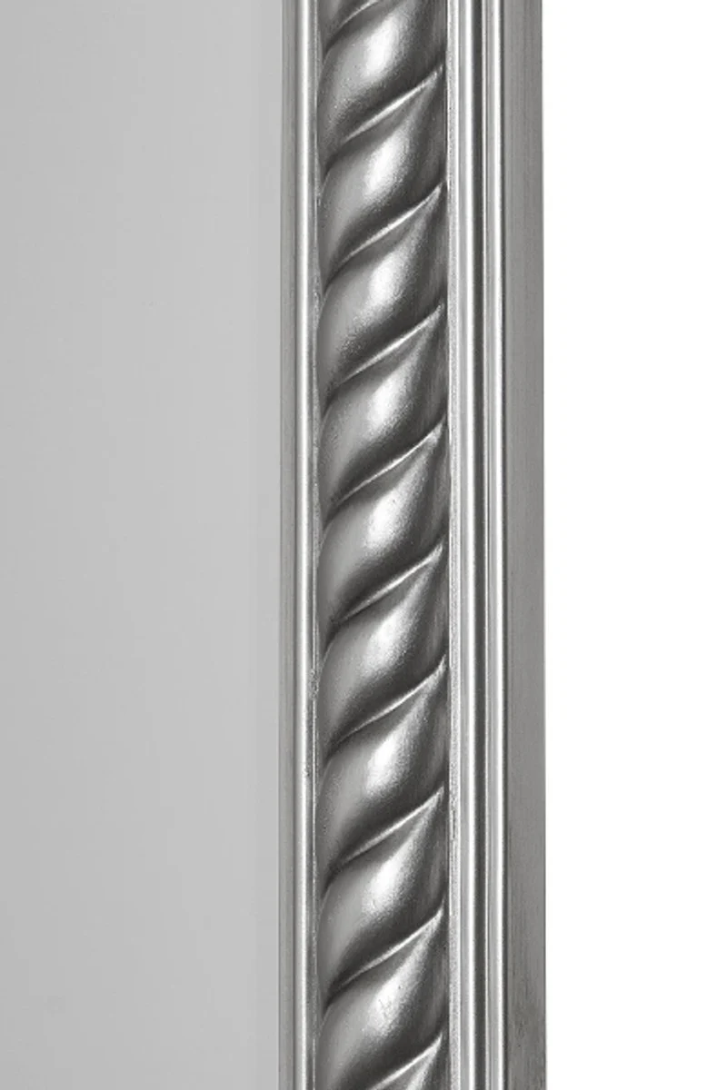 Barock Standspiegel Silber mit wunderschönem antik-silbernem Kordelrahmen H. 180 cm - Handgefertigt