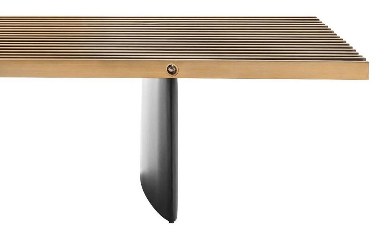 Luxus Couchtisch Messing / Schwarz 220 x 78 x H. 38 cm - Wohnzimmertisch mit Edelstahl Tischplatte - Luxus Möbel