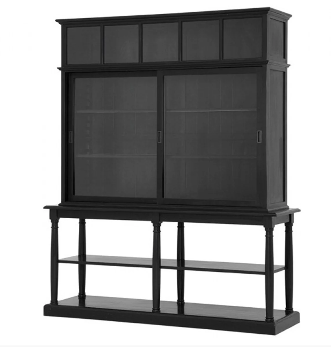 Luxus Glas Vitrinen Schrank Schwarz Massivholz Bristol Wohnzimmer Schrank Barock Jugendstil Rokoko Vitrine Ladeneinrichtung