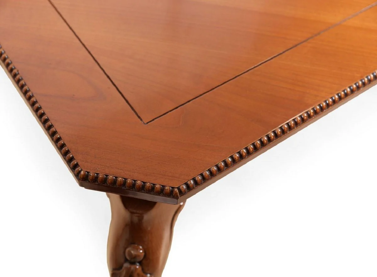 Luxus Barock Esstisch Braun - Ausziehbarer Barockstil Massivholz Küchentisch - Prunkvolle Luxus Esszimmer Möbel im Barockstil - Barock Esszimmer Möbel - Barock Einrichtung