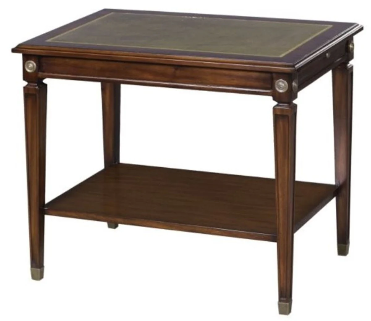 Mahagoni Beistelltisch Braun / Grün 64 x 43 x H. 54 cm - Luxus Wohnzimmer Beistelltisch