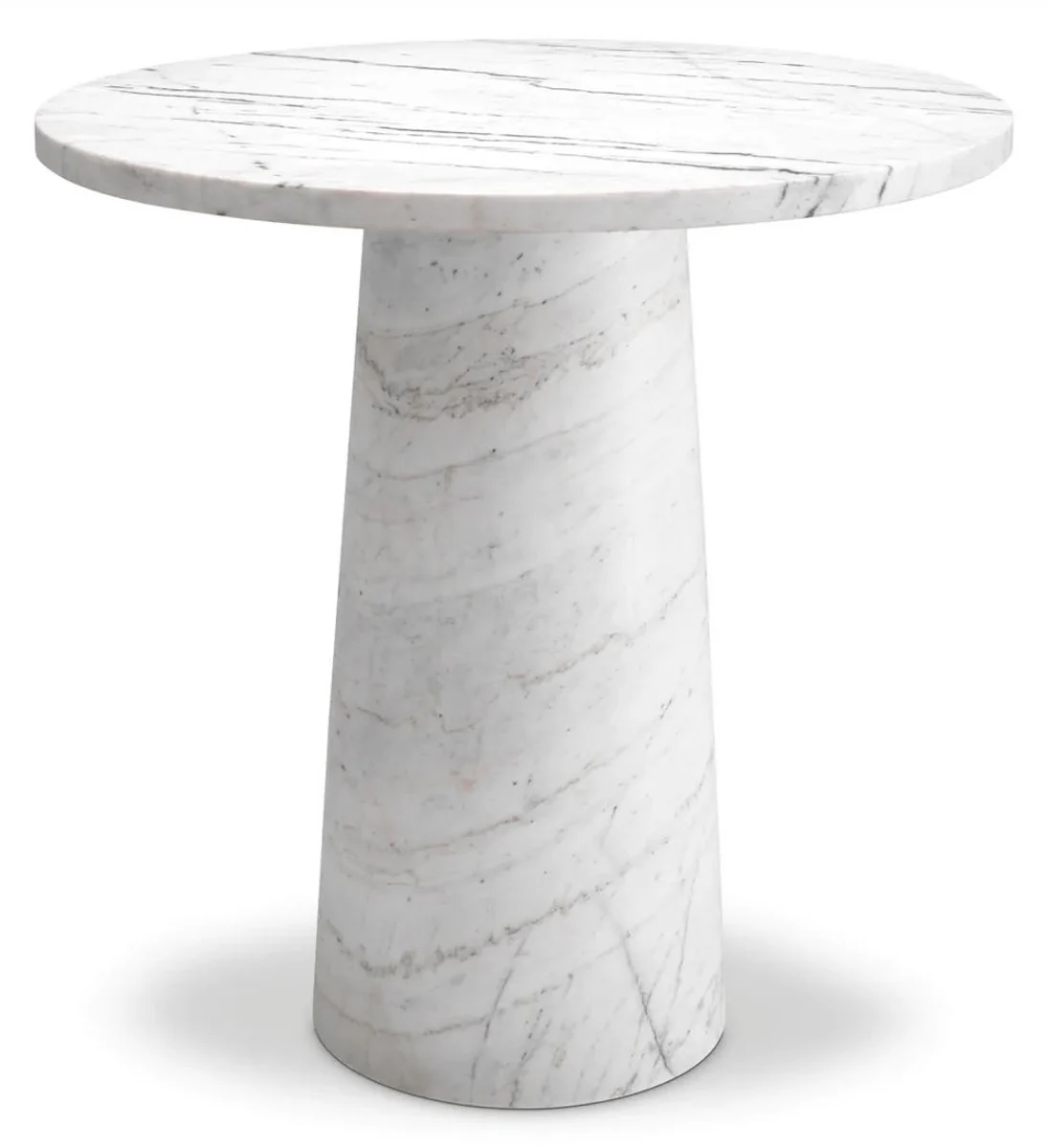 Luxus Marmor Beistelltisch Weiß Ø 55 x H. 57 cm - Runder Tisch aus hochwertigem Marmor - Marmor Möbel - Luxus Möbel - Luxus Qualität