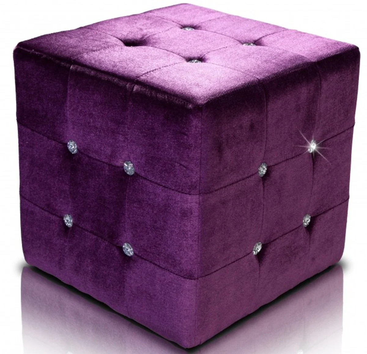 Sitzhocker Würfel Lila mit Bling Bling Steinen - Cube Hocker - Designer Hocker