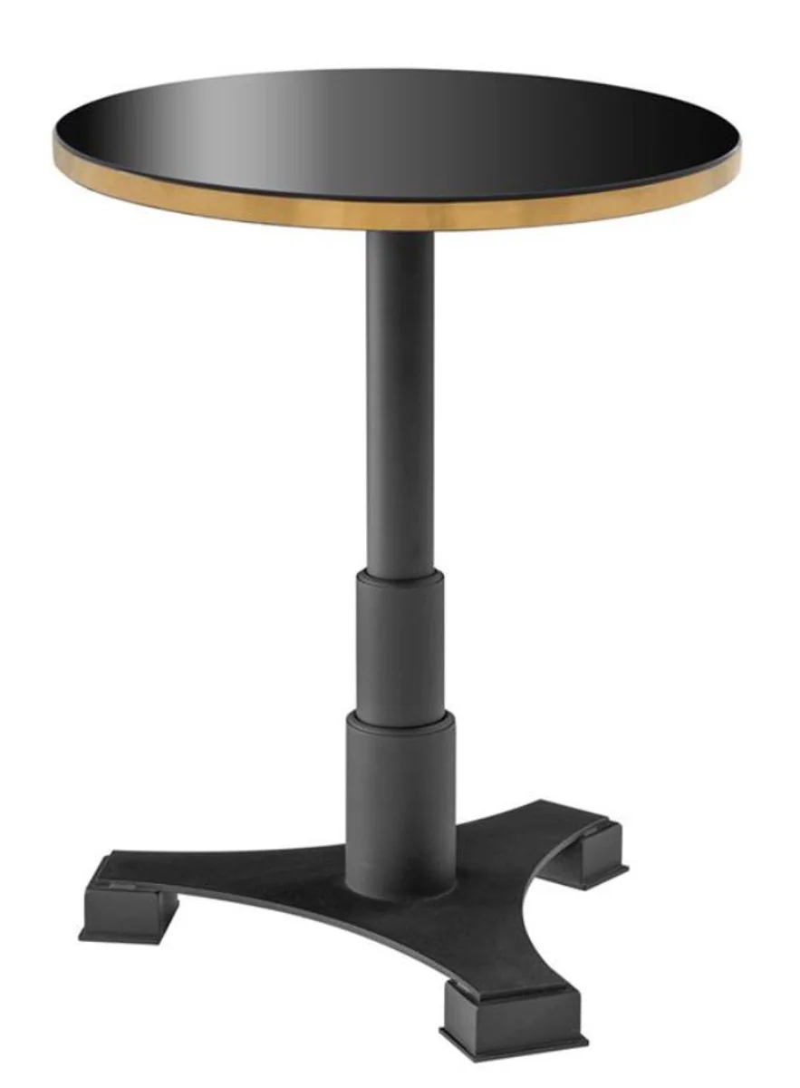 Luxus Esstisch Schwarz / Messing Ø 60 x H. 75,5 cm - Luxus Esszimmermöbel