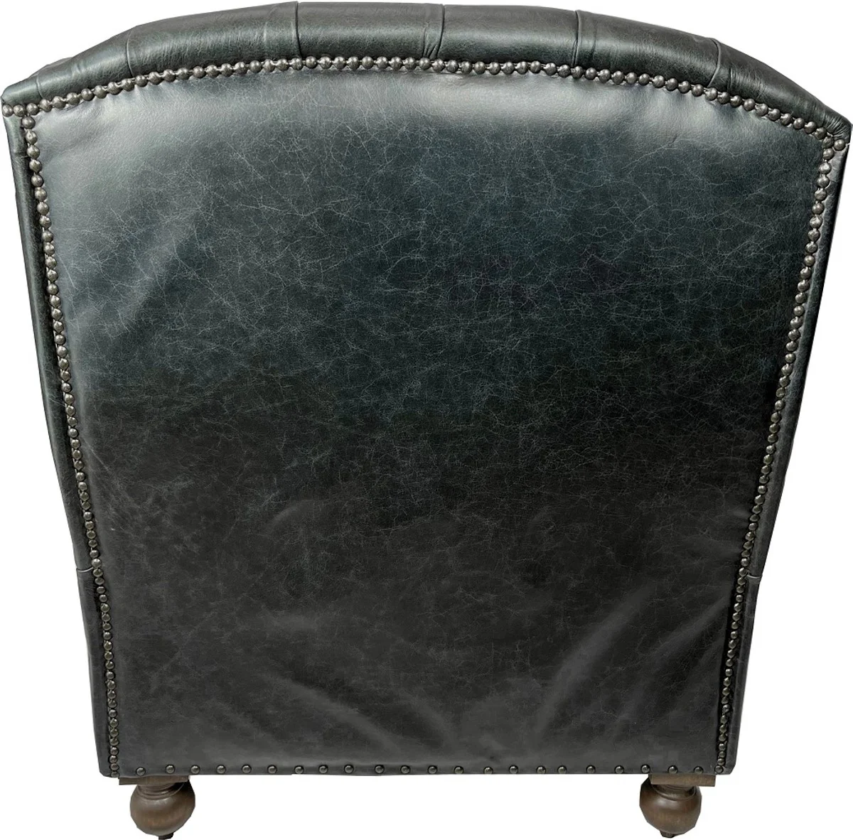 Luxus Chesterfield Leder Ohrensessel Vintage Schwarz / Dunkelbraun - Chesterfield Echtleder Wohnzimmer Sessel - Wohnzimmer Möbel - Chesterfield Möbel - Echtleder Möbel - Luxus Möbel