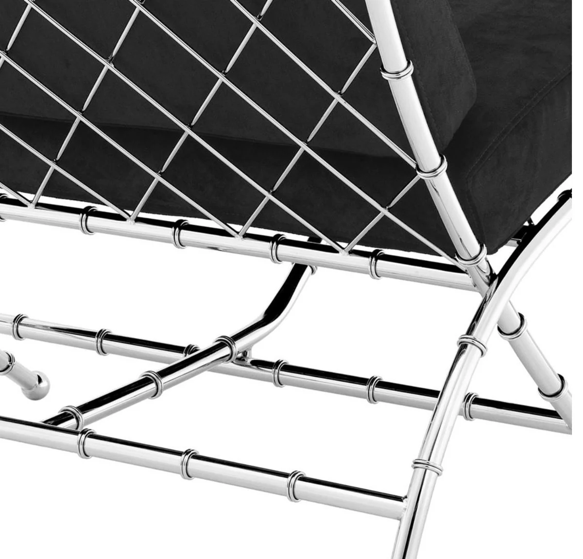 Luxus Klappstuhl Silber / Schwarz 75 x 81,5 x H. 92 cm - Luxus Möbel