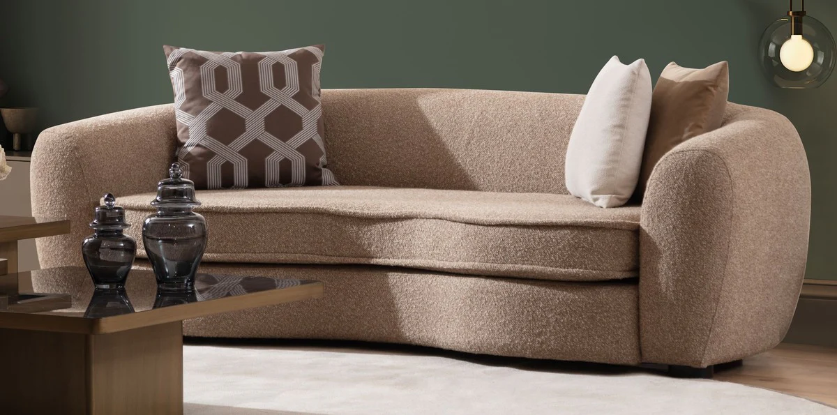 Luxus Sofa Braun / Schwarz 250 x 106 x H. 72 cm - Wohnzimmer Sofa - Hotel Sofa - Wohnzimmer Möbel - Wohnzimmer Einrichtung - Hotel Möbel - Luxus Möbel - Luxus Einrichtung