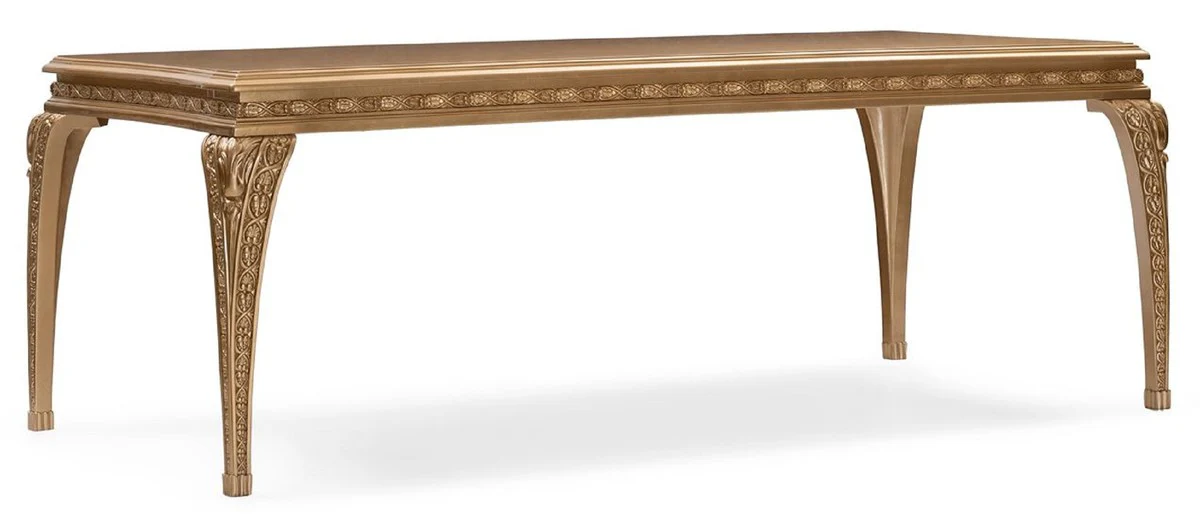Luxus Barock Esstisch Gold - Rechteckiger Barockstil Küchentisch - Luxus Esszimmer Möbel im Barockstil - Barock Esszimmer Möbel - Barock Einrichtung