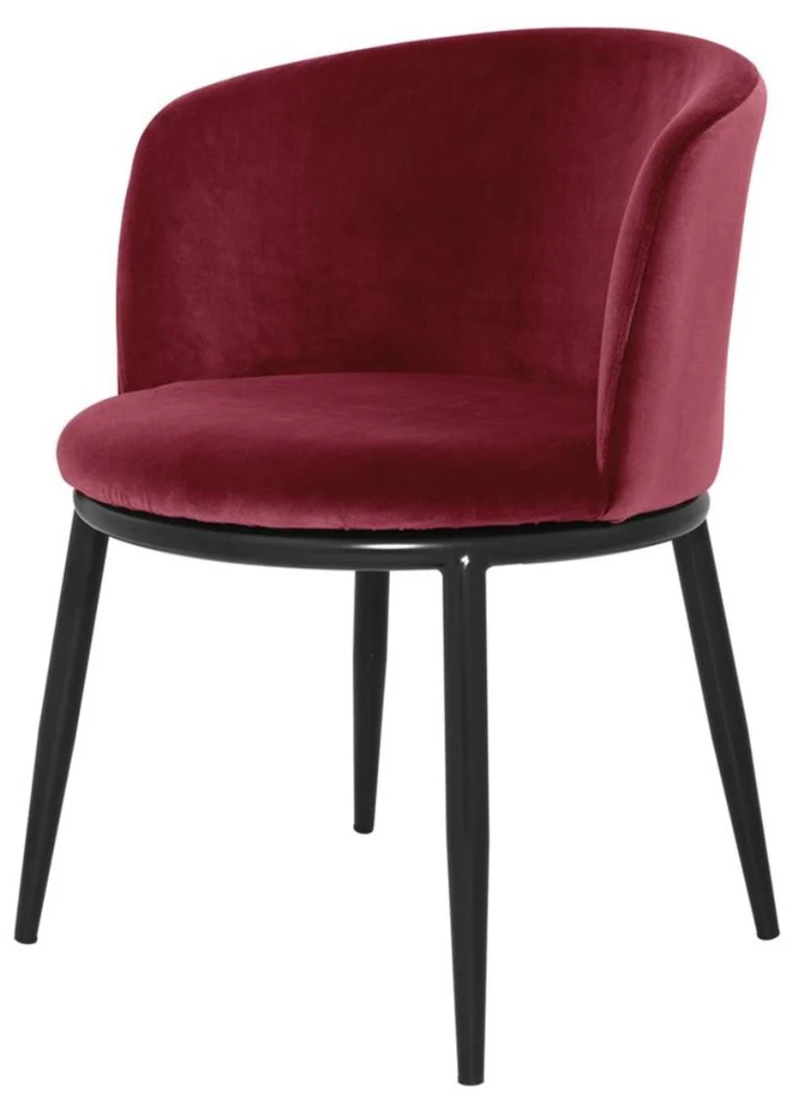 Luxus Esszimmerstuhl Set Weinrot / Schwarz 57 x 57 x H. 74 cm - Esszimmermöbel