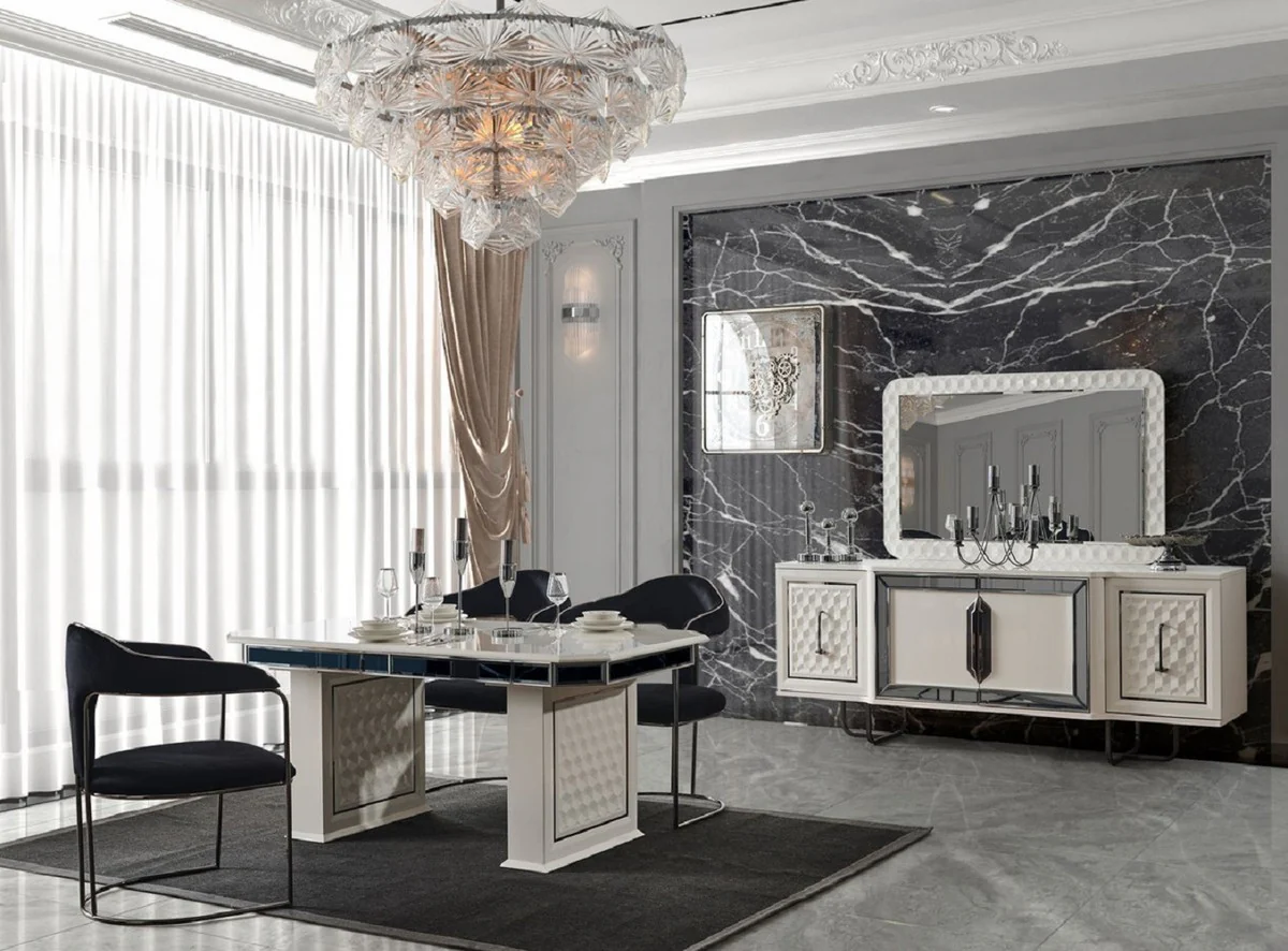 Luxus Art Deco Esszimmer Stuhl 6er Set mit Armlehnen Schwarz / Bronze 60 x 58 x H. 92 cm - Esszimmer Möbel - Restaurant Möbel - Art Deco Möbel - Luxus Möbel