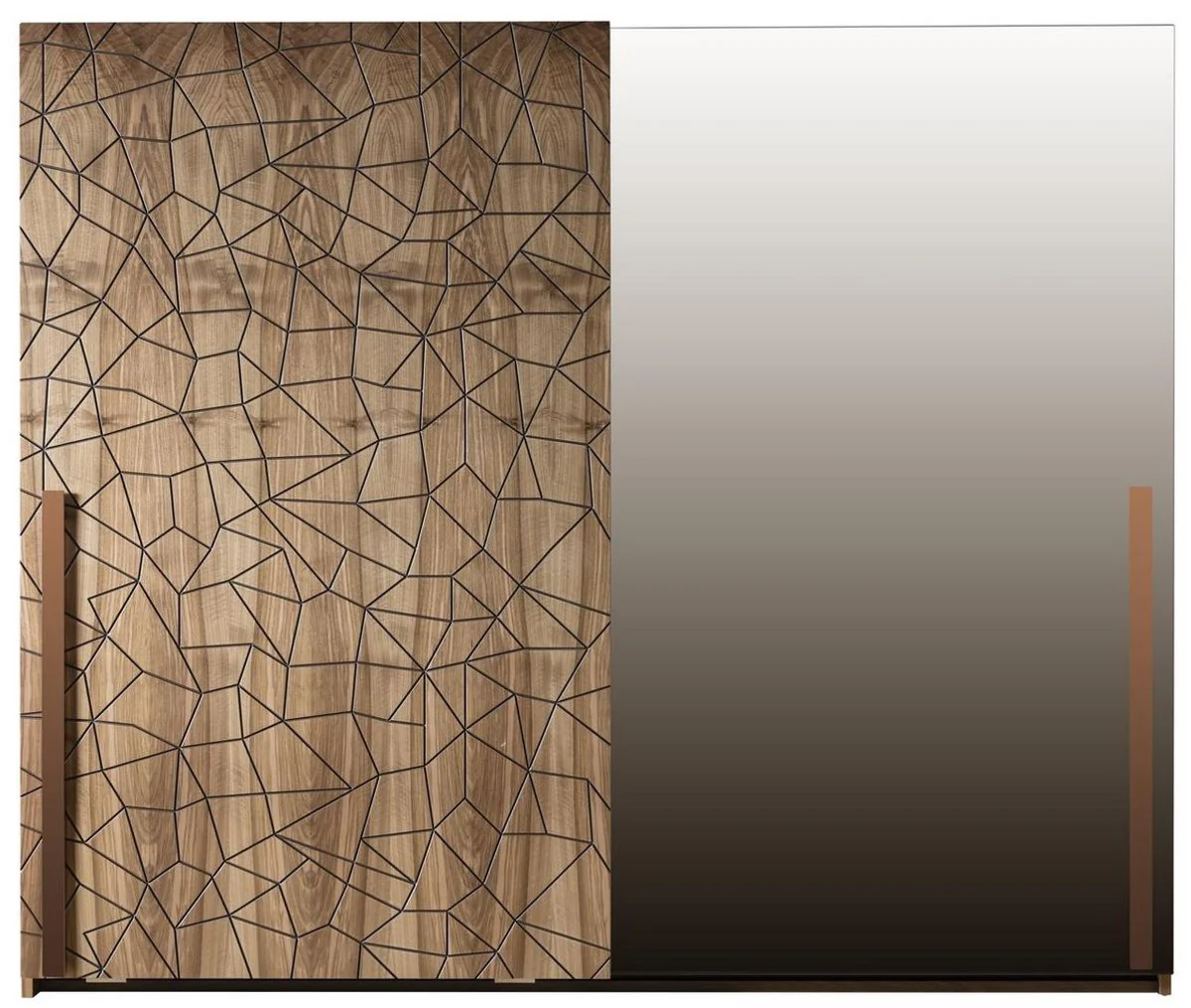 Luxus Schlafzimmerschrank Braun / Kupferfarben 260 x 70 x H. 220 cm - Massivholz Kleiderschrank mit 2 Schiebetüren - Luxus Schlafzimmer Möbel